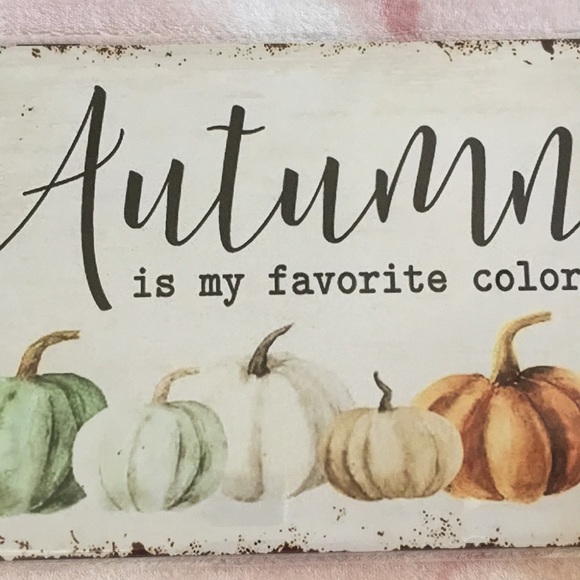 Autumn Is My Favorite Color Fall Harvest Halloween Colorful Metal Sign NWT 8x12” - Picture 3 of 16